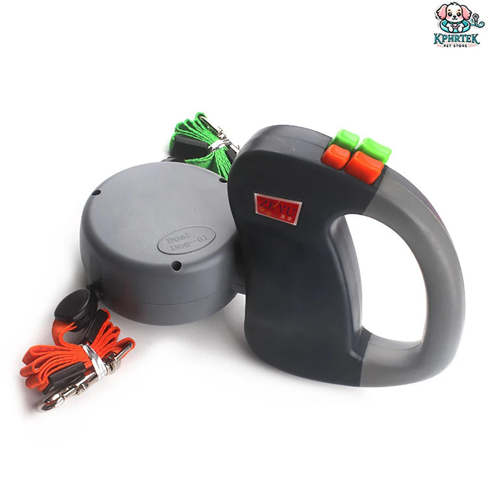 Revolutionary Dual-Dog Retractable Leash with LED Light - Tangle-Free, 360° Design for Dogs Up to 25Kg