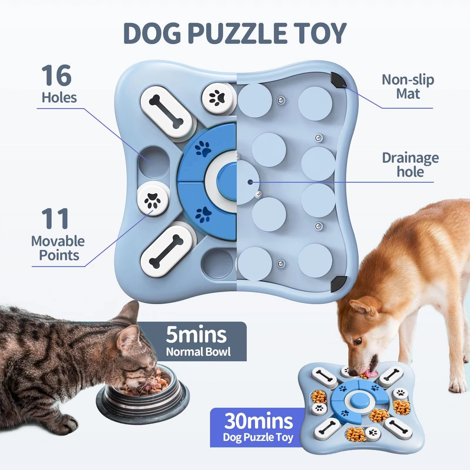 Interactive Slow Feeder Dog Toy - Boost Puppy IQ with Fun Food Dispenser Puzzle Bowl for Cats and Dogs