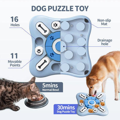 Interactive Slow Feeder Dog Toy - Boost Puppy IQ with Fun Food Dispenser Puzzle Bowl for Cats and Dogs