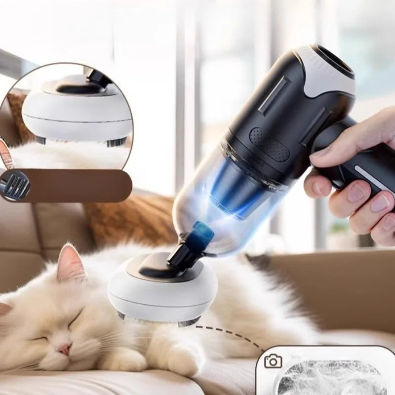 Ultimate Wireless Pet Hair Vacuum Cleaner - Dual Filter Dander Remover & Portable Fur Suction Brush for Cars