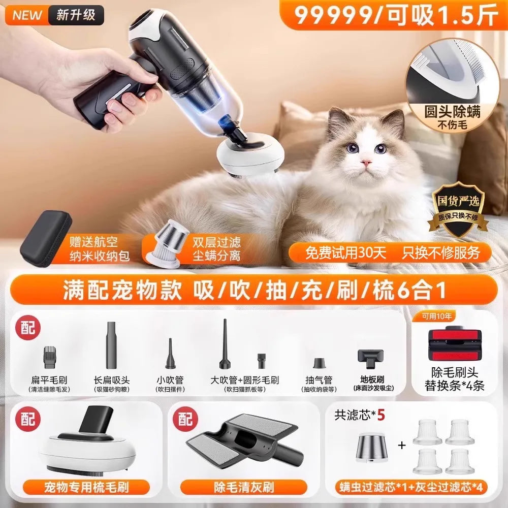 Ultimate Wireless Pet Hair Vacuum Cleaner - Dual Filter Dander Remover & Portable Fur Suction Brush for Cars