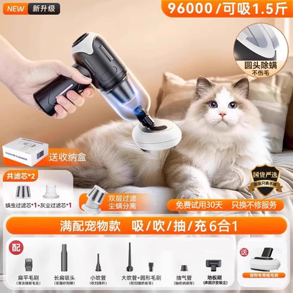Ultimate Wireless Pet Hair Vacuum Cleaner - Dual Filter Dander Remover & Portable Fur Suction Brush for Cars