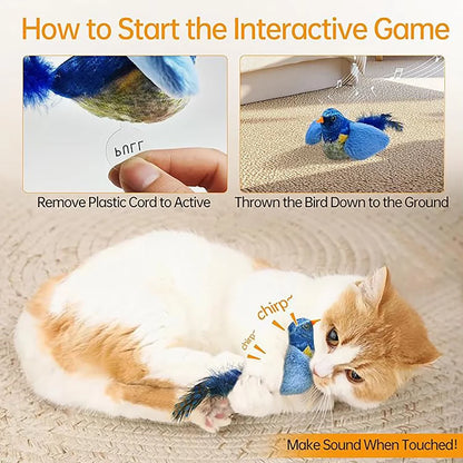 Interactive Cat Teaser Toy - Wall Hanging Birds with Catnip & Sounds for Endless Fun!