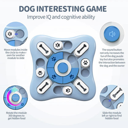 Interactive Slow Feeder Dog Toy - Boost Puppy IQ with Fun Food Dispenser Puzzle Bowl for Cats and Dogs