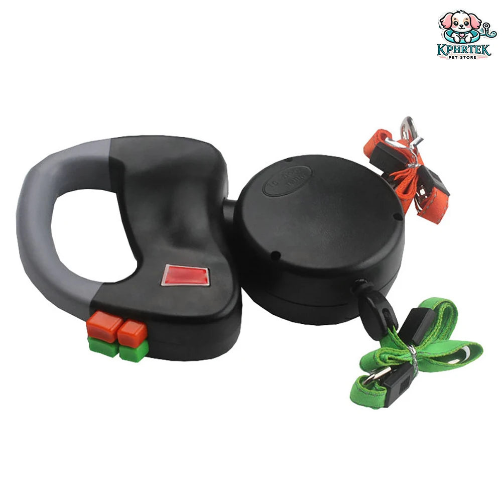 Revolutionary Dual-Dog Retractable Leash with LED Light - Tangle-Free, 360° Design for Dogs Up to 25Kg