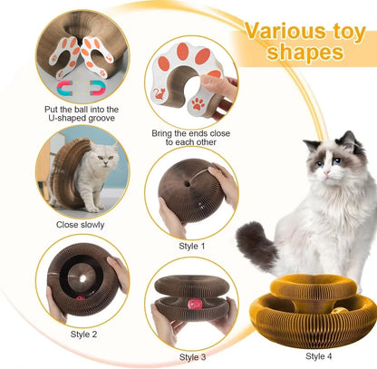 Magic Cat Scratch & Climb Toy - Interactive Corrugated Scratching Board with Ball for Happy Kittens
