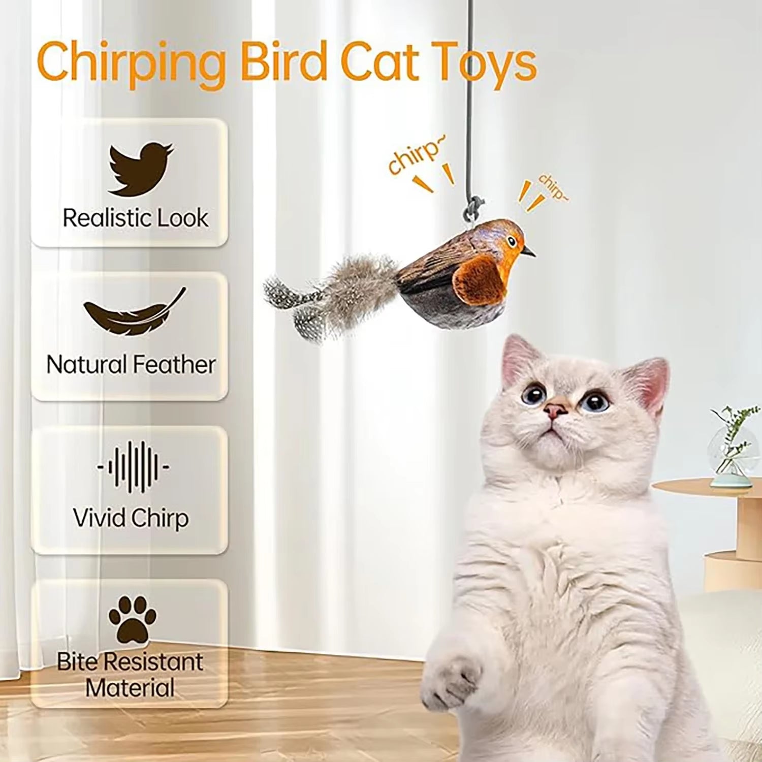 Interactive Cat Teaser Toy - Wall Hanging Birds with Catnip & Sounds for Endless Fun!