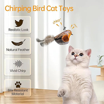 Interactive Cat Teaser Toy - Wall Hanging Birds with Catnip & Sounds for Endless Fun!