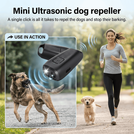 Ultimate Portable Ultrasonic Dog Repeller with LED Flashlight - USB Rechargeable Anti-Barking Solution 