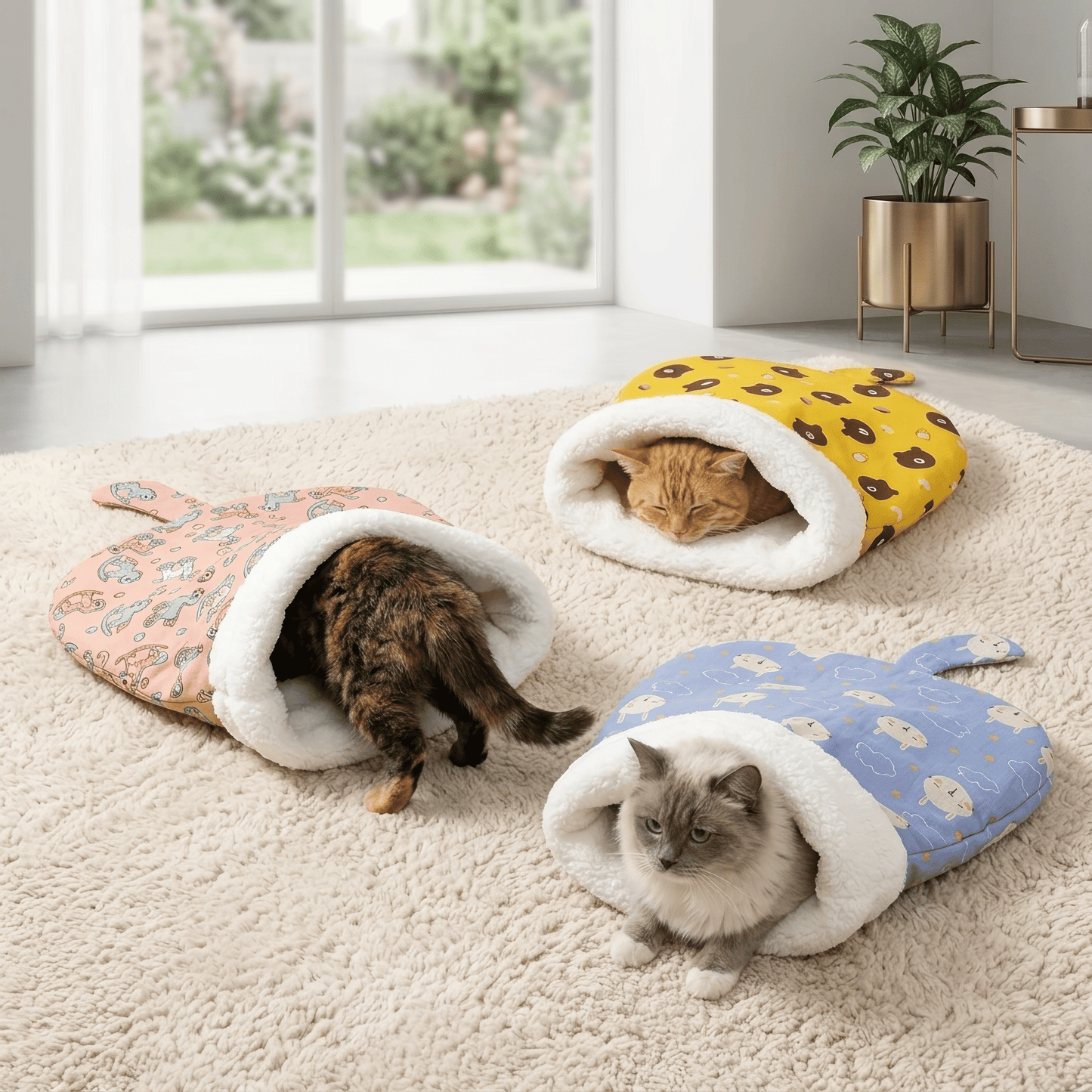 Cozy Cat Sleeping Bag - Soft, Fluffy & Warm Nest for Kittens and Puppies