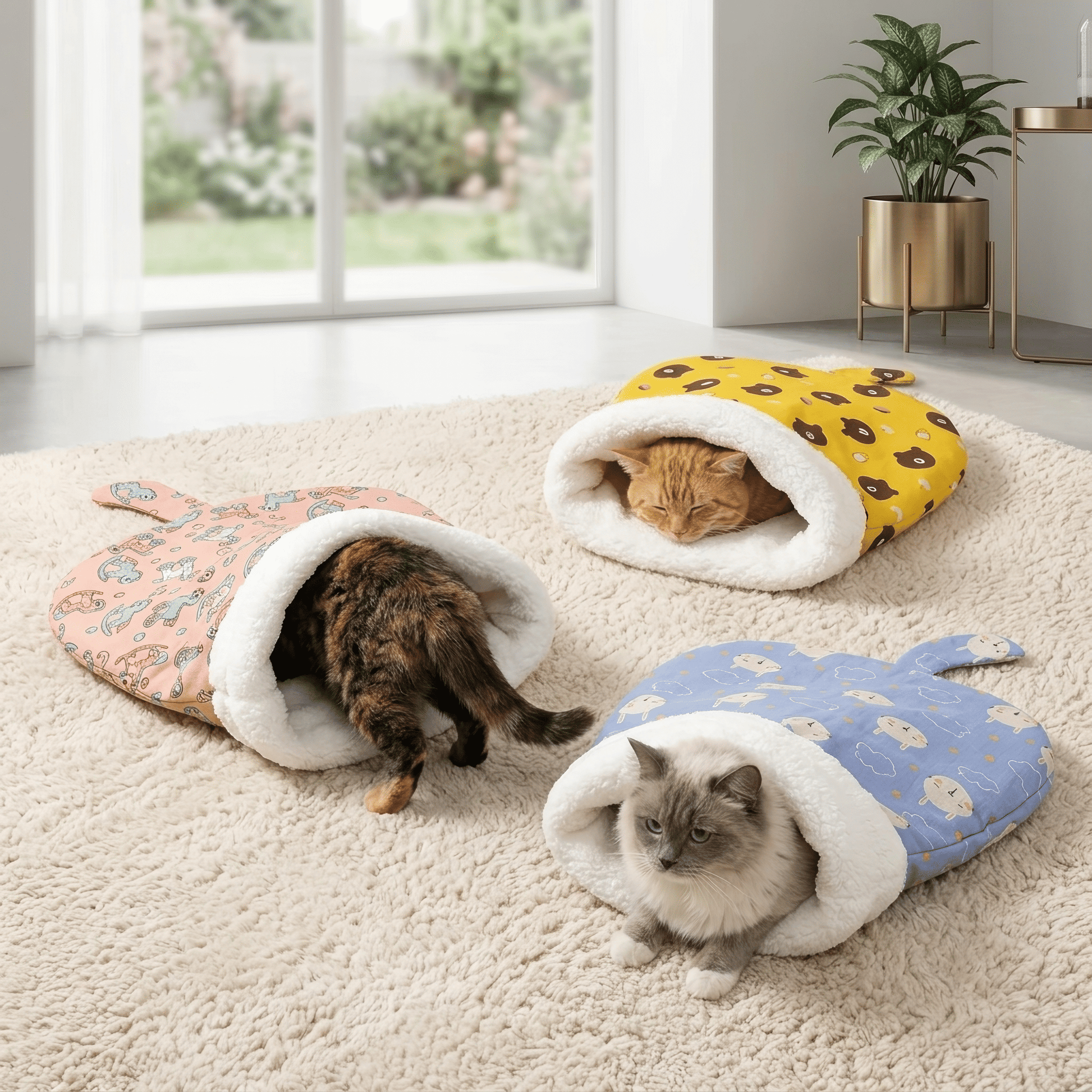 Cozy Cat Sleeping Bag - Soft, Fluffy & Warm Nest for Kittens and Puppies