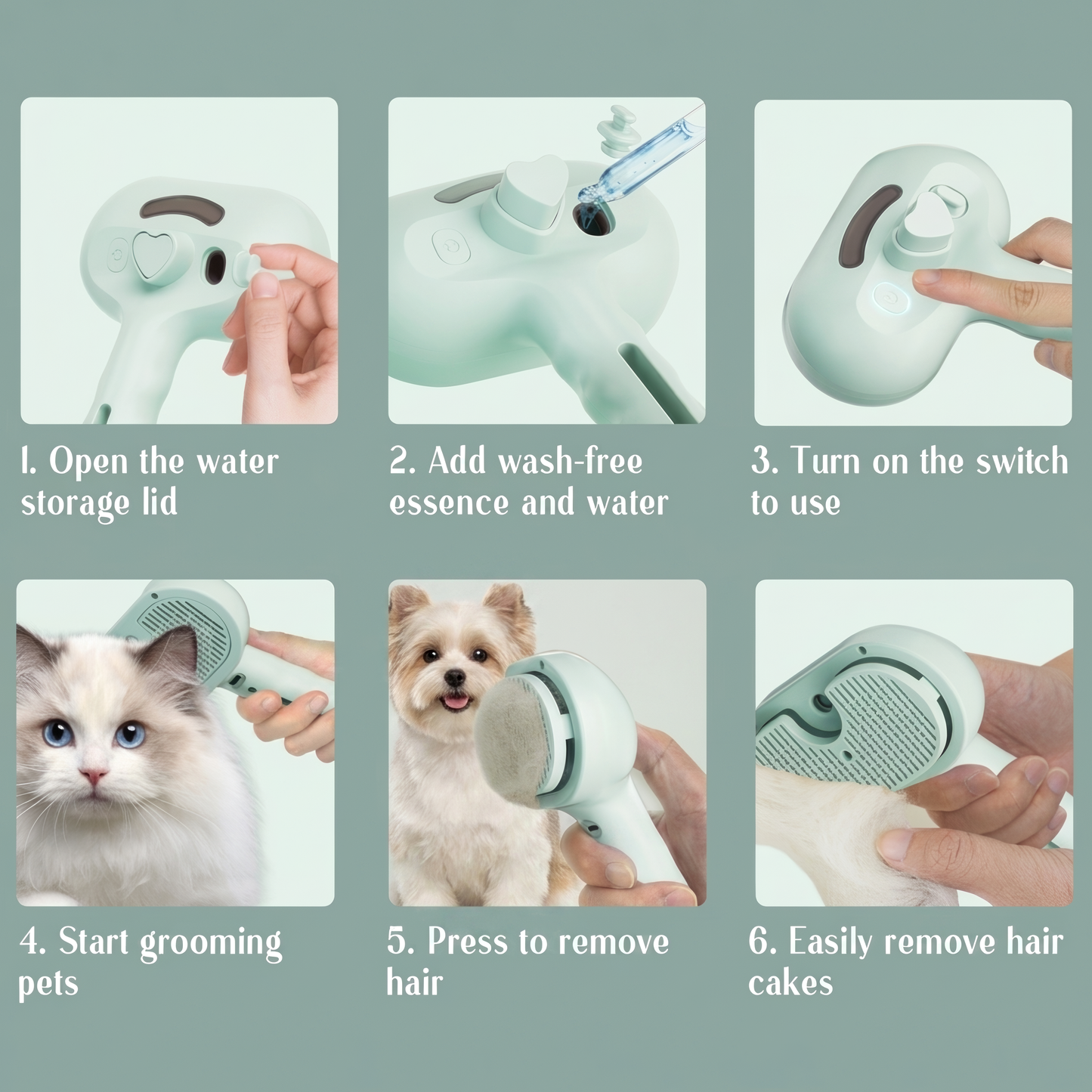 Ultimate Pet Massage Brush - Effortless Hair Removal for Dogs & Cats with Soft Teeth and Spray