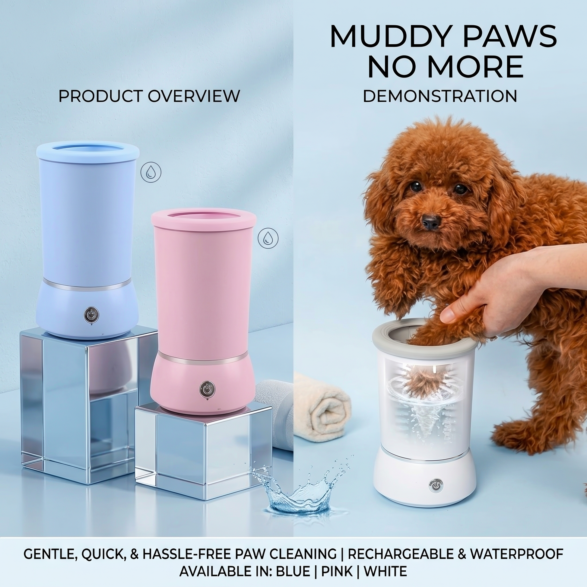 Automatic Portable Dog Paw Washer & Massager - USB Rechargeable Cleaner for Small to Medium Pets