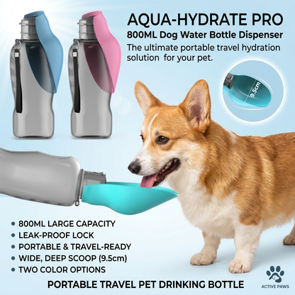 800ML Portable Dog Water Bottle Dispenser - Ideal for All Breeds, Perfect for Travel & Outdoor Adventures!