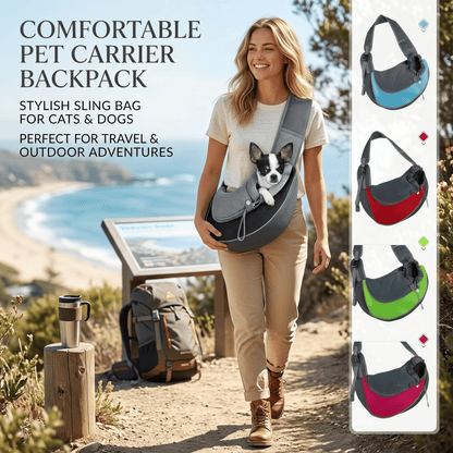 Comfortable Pet Carrier Backpack - Stylish Sling Bag for Cats & Dogs, Perfect for Travel & Outdoor Adventures