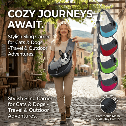 Comfortable Pet Carrier Backpack - Stylish Sling Bag for Cats & Dogs, Perfect for Travel & Outdoor Adventures