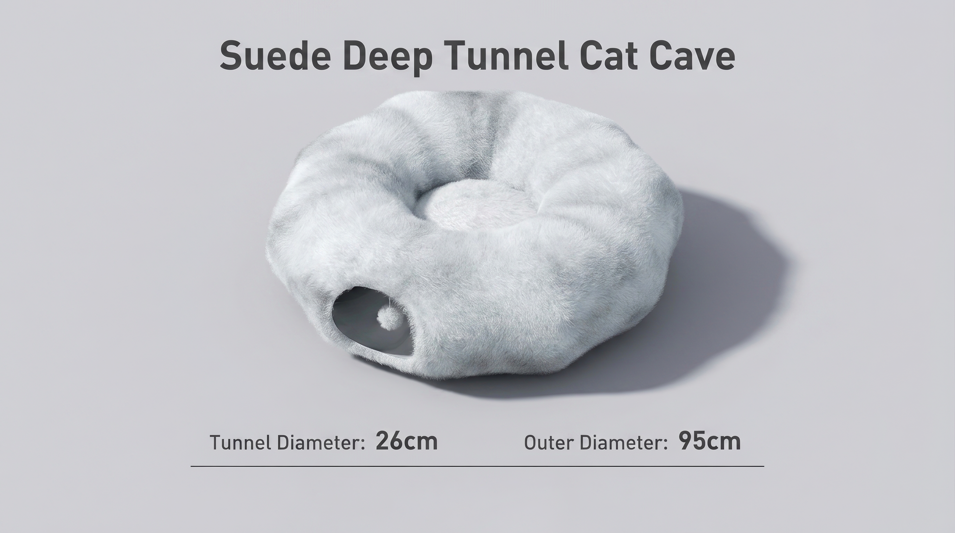 Cozy Suede Deep Tunnel Cat Cave - Enclosed Multi-Cat Warm House & Detachable Donut Hideaway Tent for Play and Sleep