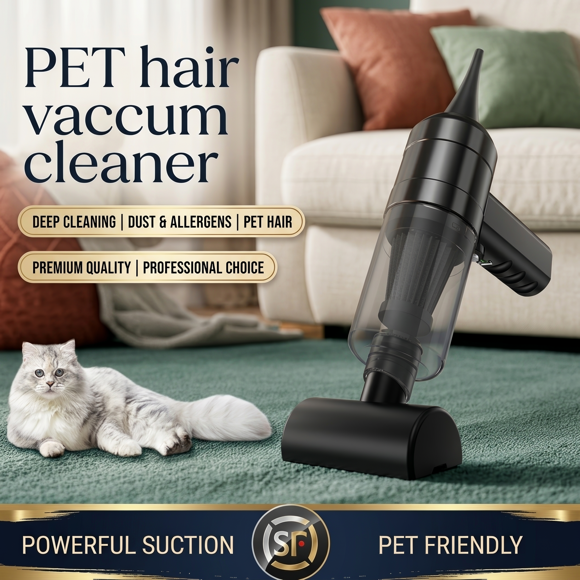 Revolutionary Wireless Pet Hair Vacuum Cleaner - Effortless Cat & Dog Hair Removal for Home & Bedding