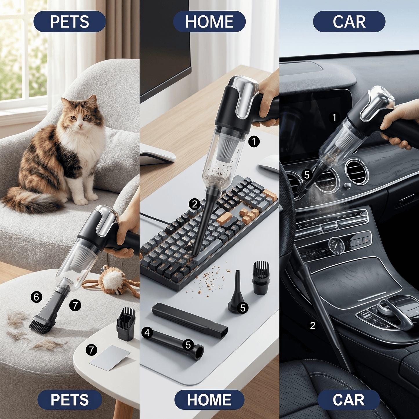 Powerful Multifunctional Cordless Handheld Vacuum - Your Pet Hair Remover or for Home & Auto
