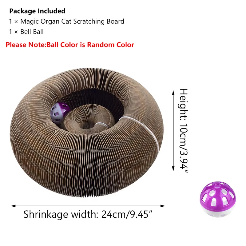 Magic Cat Scratch & Climb Toy - Interactive Corrugated Scratching Board with Ball for Happy Kittens