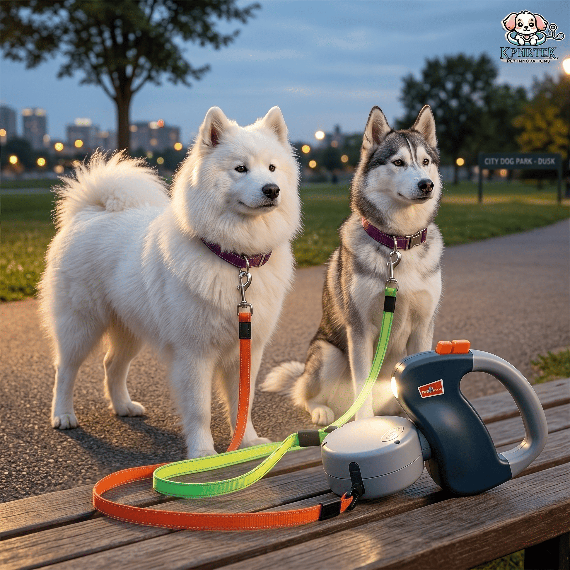 Revolutionary Dual-Dog Retractable Leash with LED Light - Tangle-Free, 360° Design for Dogs Up to 25Kg