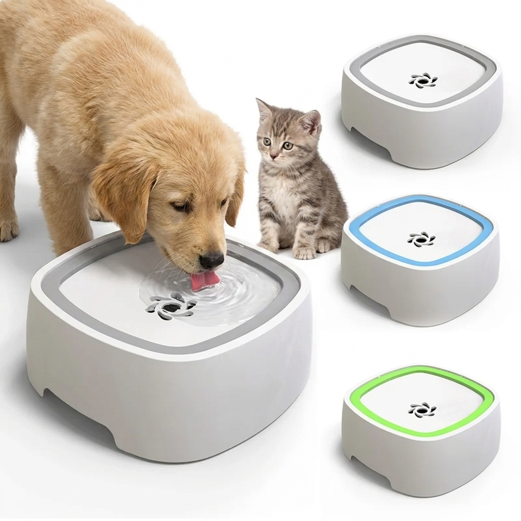 Anti-Overflow Pet Fountain: Slow-Feeding Water Dispenser for Cats and Dogs