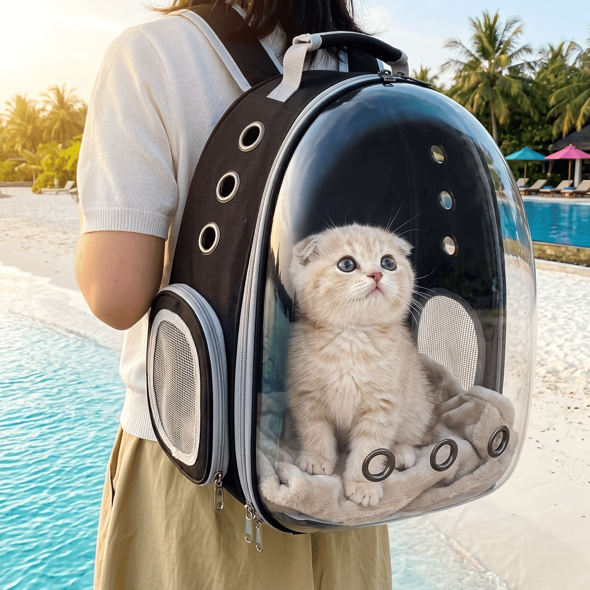 Pet Panoramic Space Capsule - Portable Transparent Outdoor Cat Backpack for Adventures