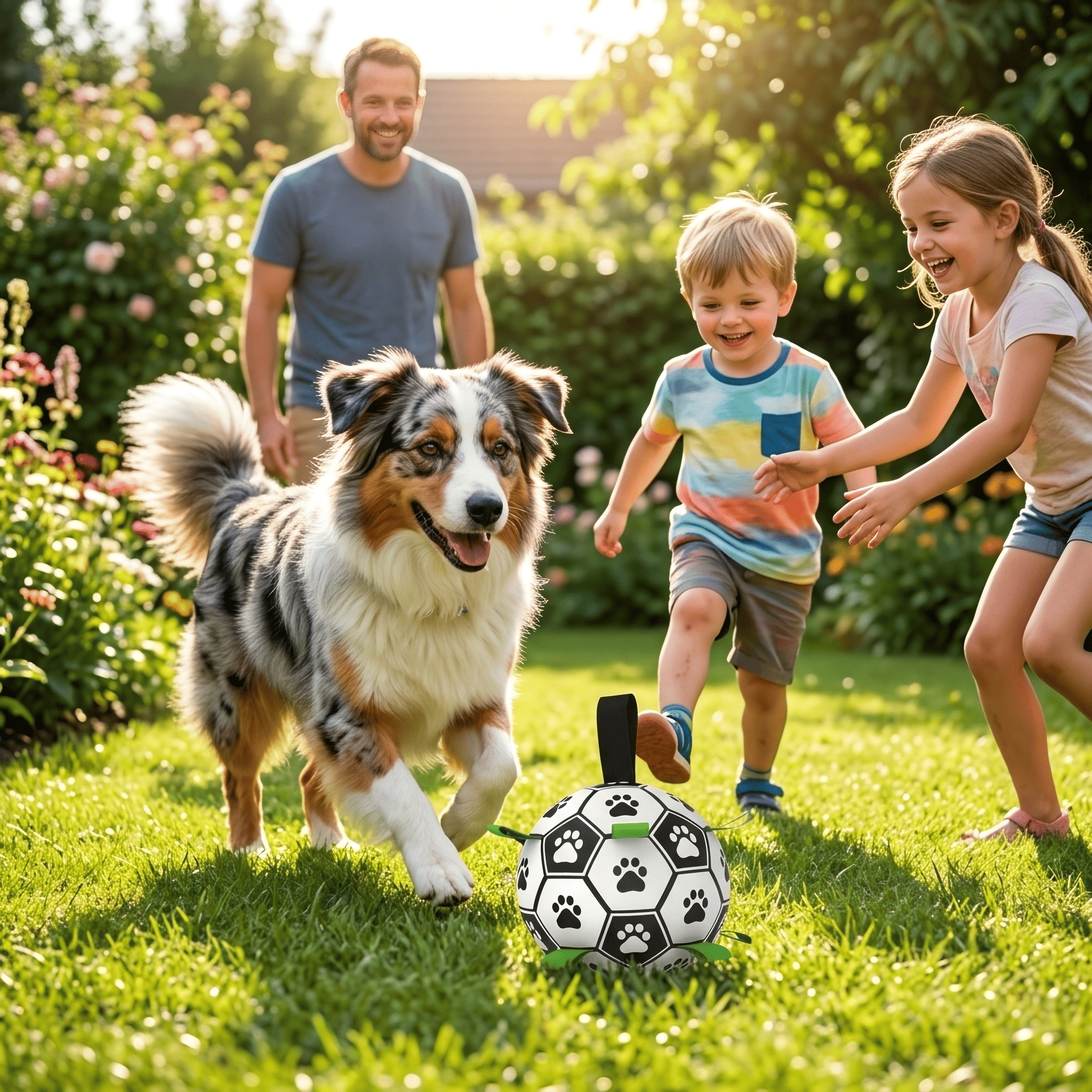 Interactive Soccer Ball Dog Toy with Straps - For dogs of all sizes - Makes summer more fun for your family 