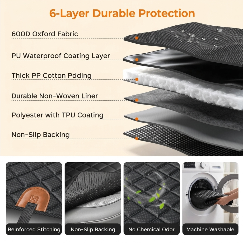 Ultimate Multifunctional Dog Seat Cover - Scratch Resistant, Advanced Waterproof Technology, Non-Slip Hammock Design, Perfect for All the Cars, Trunk, Trucks, Sedans, SUVs