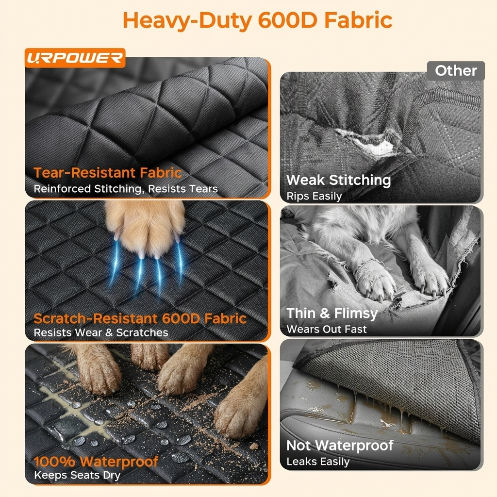 Ultimate Multifunctional Dog Seat Cover - Scratch Resistant, Advanced Waterproof Technology, Non-Slip Hammock Design, Perfect for All the Cars, Trunk, Trucks, Sedans, SUVs