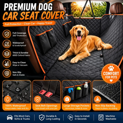 Ultimate Multifunctional Dog Seat Cover - Scratch Resistant, Advanced Waterproof Technology, Non-Slip Hammock Design, Perfect for All the Cars, Trunk, Trucks, Sedans, SUVs