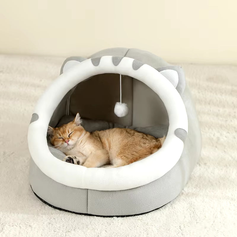 Cozy Cat Cave Bed - Warm Pet House & Sleeping Tent for Cats and Small Dogs