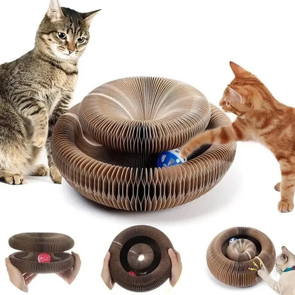 Magic Cat Scratch & Climb Toy - Interactive Corrugated Scratching Board with Ball for Happy Kittens