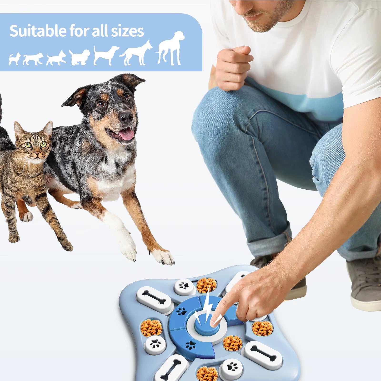 Interactive Slow Feeder Dog Toy - Boost Puppy IQ with Fun Food Dispenser Puzzle Bowl for Cats and Dogs