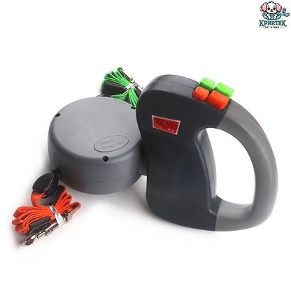 Revolutionary Dual-Dog Retractable Leash with LED Light - Tangle-Free, 360° Design for Dogs Up to 25Kg