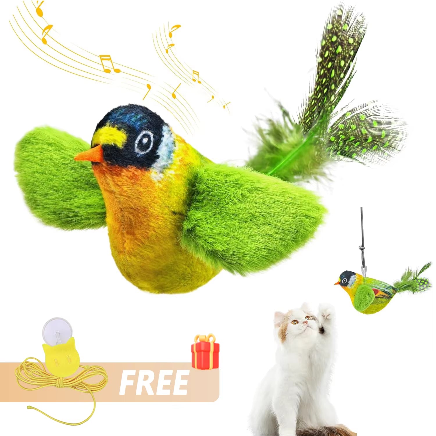 Interactive Cat Teaser Toy - Wall Hanging Birds with Catnip & Sounds for Endless Fun!