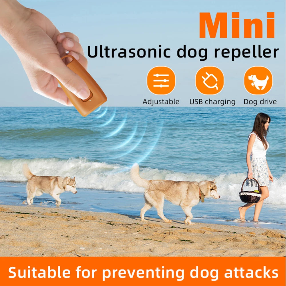 Portable Ultrasonic Dog Repeller with LED Flashlight and USB Rechargeable Anti-Barking Device