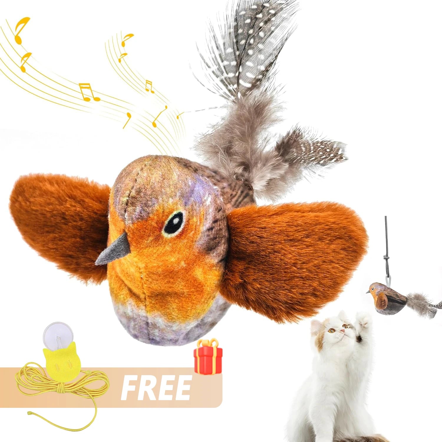 Interactive Cat Teaser Toy - Wall Hanging Birds with Catnip & Sounds for Endless Fun!