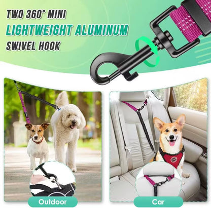 Dual Dog Leash Attachment - 1.6Ft Adjustable Bungee Leash for Training Small to Large Dogs - Shock Absorbing Design