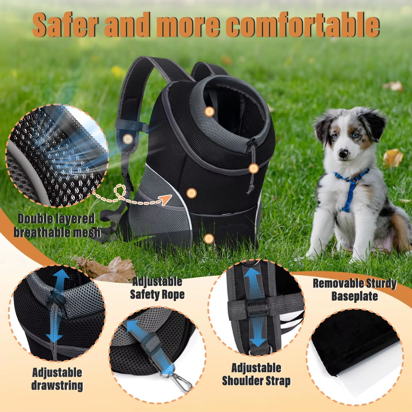 Ultimate Pet Backpack Carrier for Small Dogs & Cats - Comfortable, Ventilated Travel Solution with Secure Zipper Lock