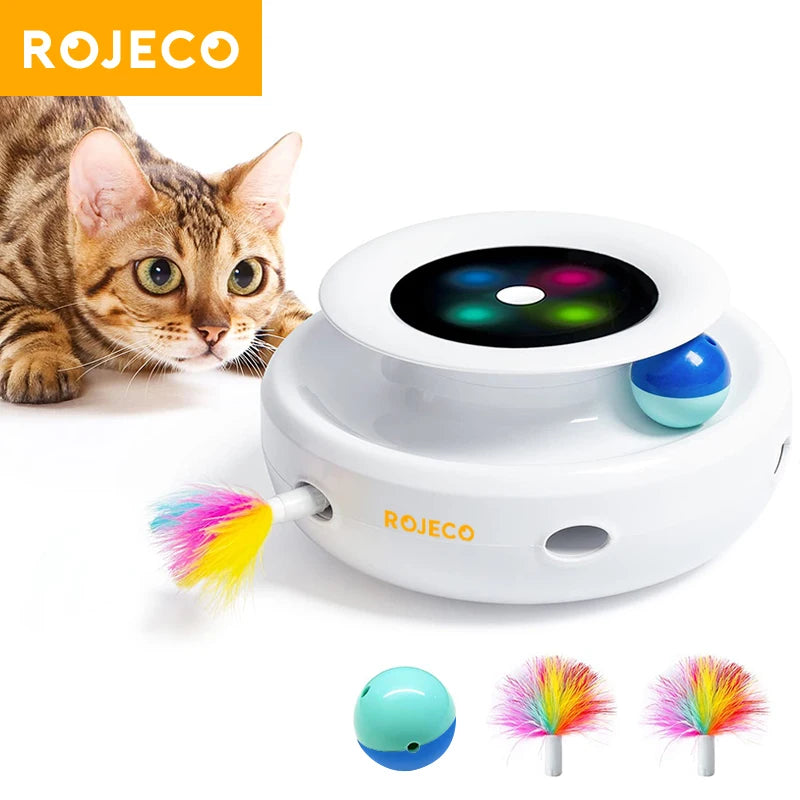 Ultimate 2-in-1 Interactive Feather Fun Ball Toy for Cats & Dogs - 5 Modes of Automatic Play!