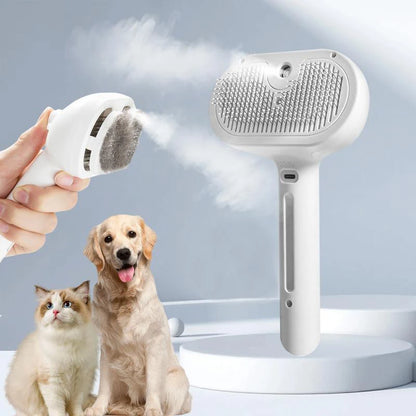 Ultimate Pet Massage Brush - Effortless Hair Removal for Dogs & Cats with Soft Teeth and Spray