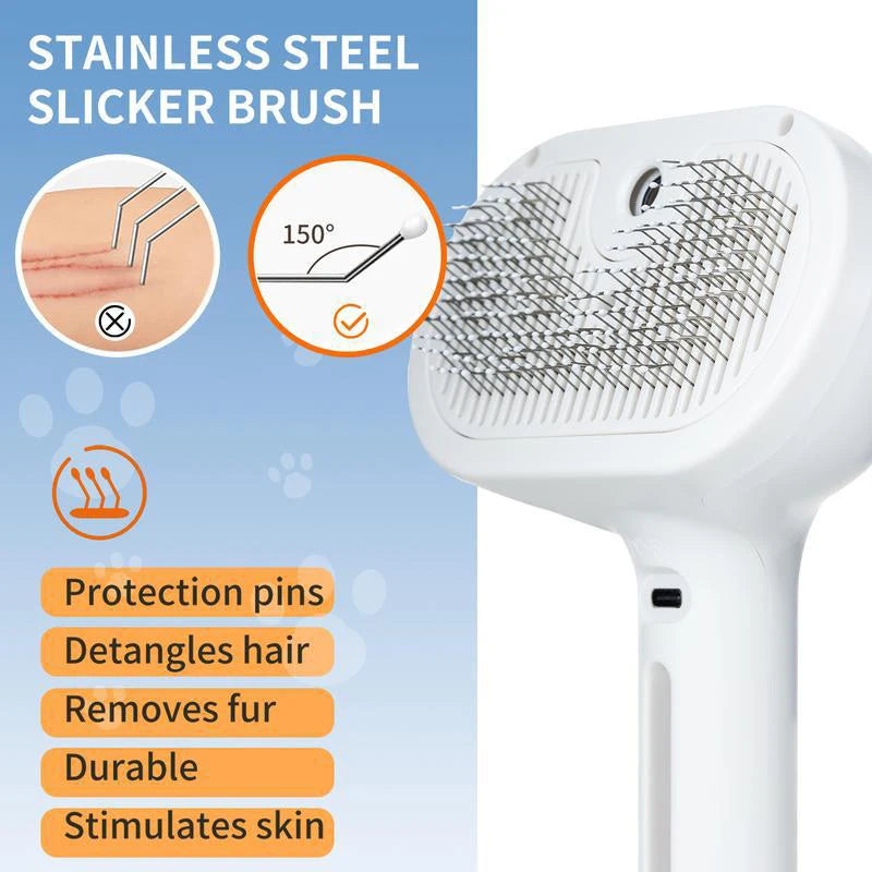 Ultimate Pet Massage Brush - Effortless Hair Removal for Dogs & Cats with Soft Teeth and Spray