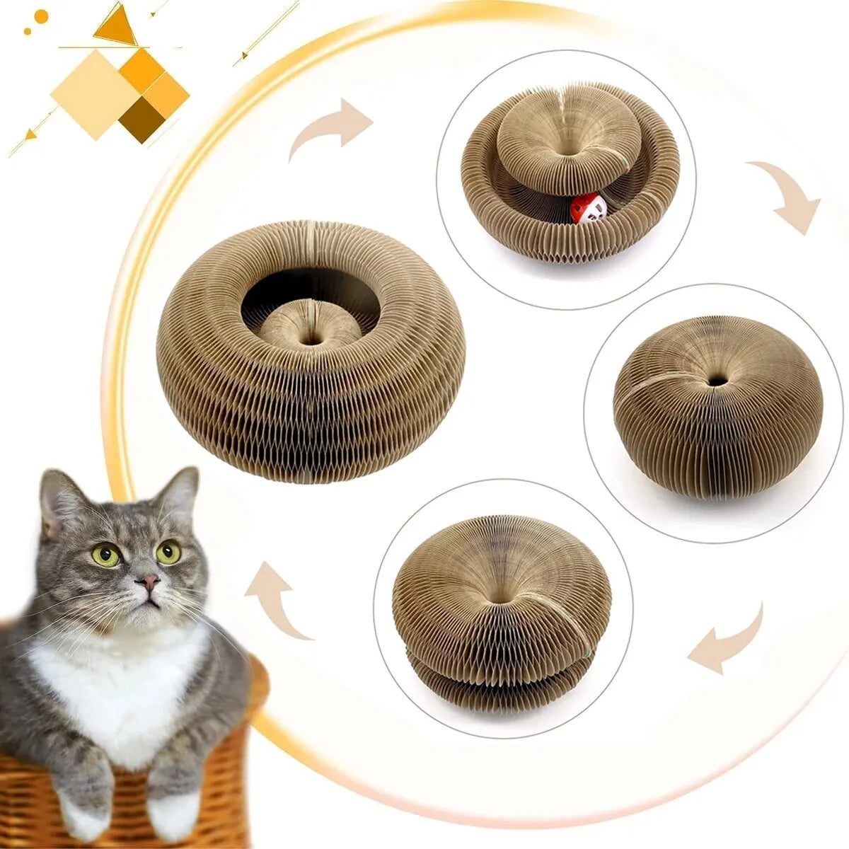 Magic Cat Scratch & Climb Toy - Interactive Corrugated Scratching Board with Ball for Happy Kittens