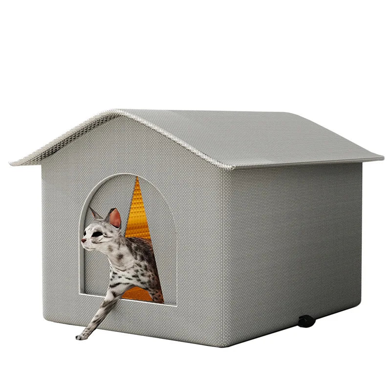 Cozy Waterproof Outdoor Pet Cave - Foldable, Washable Winter Bed for Small Dogs and Puppies