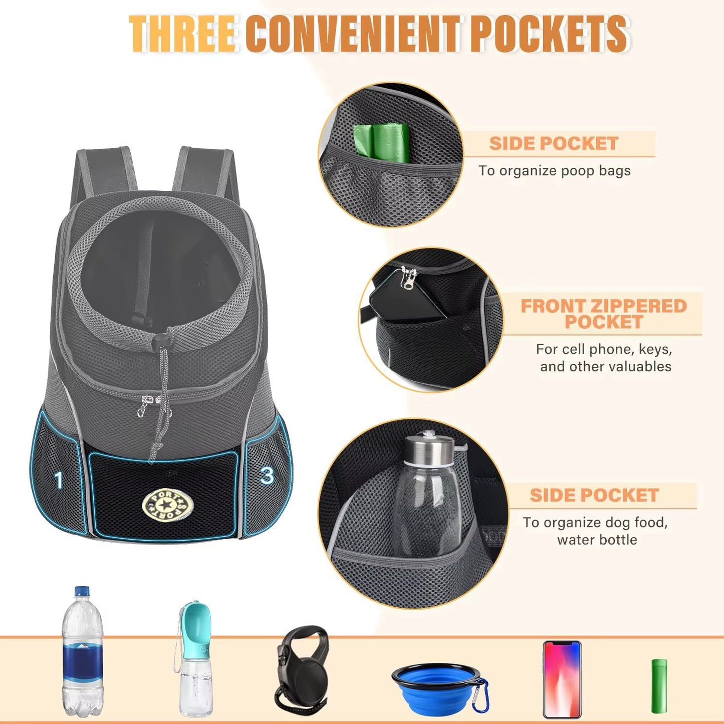 Ultimate Pet Backpack Carrier for Small Dogs & Cats - Comfortable, Ventilated Travel Solution with Secure Zipper Lock