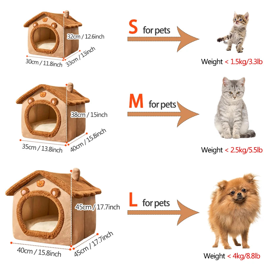 Cozy & Stylish Foldable Pet House - Washable Cat & Dog Sofa Bed for Extra Small to Medium Pets