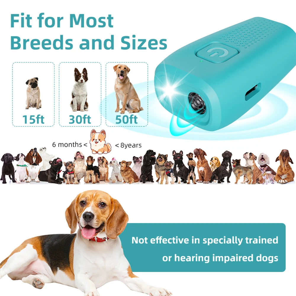 Portable Ultrasonic Dog Repeller with LED Flashlight and USB Rechargeable Anti-Barking Device