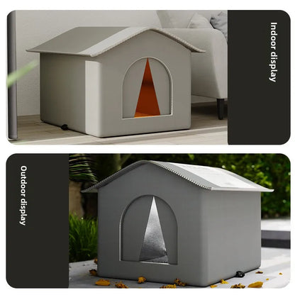 Cozy Waterproof Outdoor Pet Cave - Foldable, Washable Winter Bed for Small Dogs and Puppies