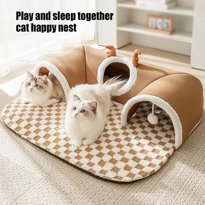 Cozy Cat Bed Tunnel - Versatile Play Tent for Indoor & Outdoor Fun!